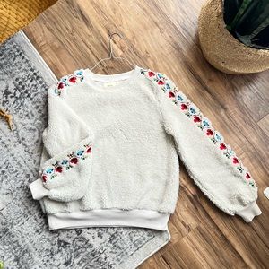 Anthropologie Maeve Embroidered Sweater